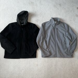 Lot Of 2 - Black Rivet Soft Shell Jackets Coat Front Full Zip Gray Mens Medium